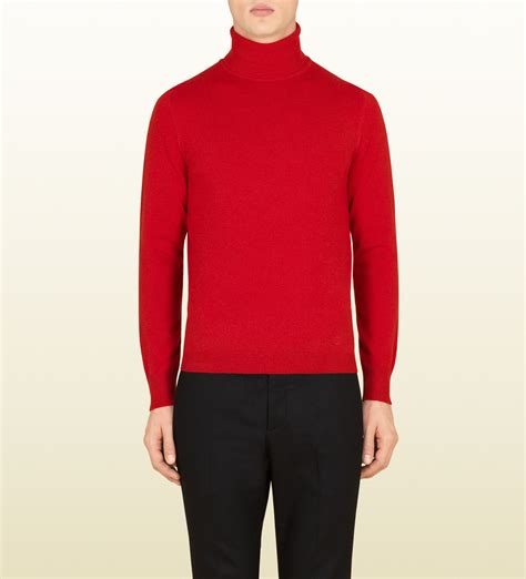 gucci red lip turtleneck|Cashmere turtleneck with Double G in camel .